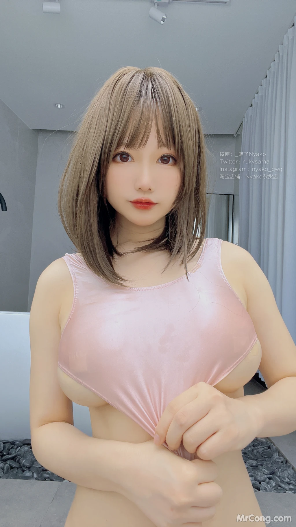 Coser@Nyako喵子: 粉色高叉竞泳-自拍 (46 photos) – Page 4