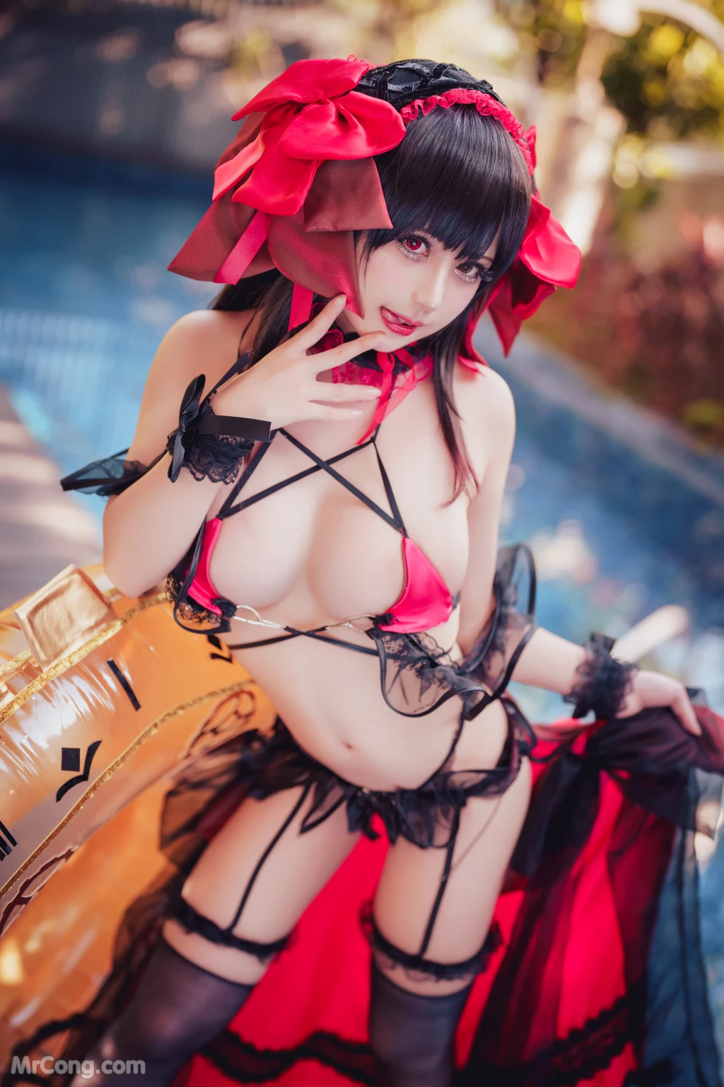 Coser@沖田凜花Rinka: Kurumi Tokisaki Swimsuit (29 photos)插图1