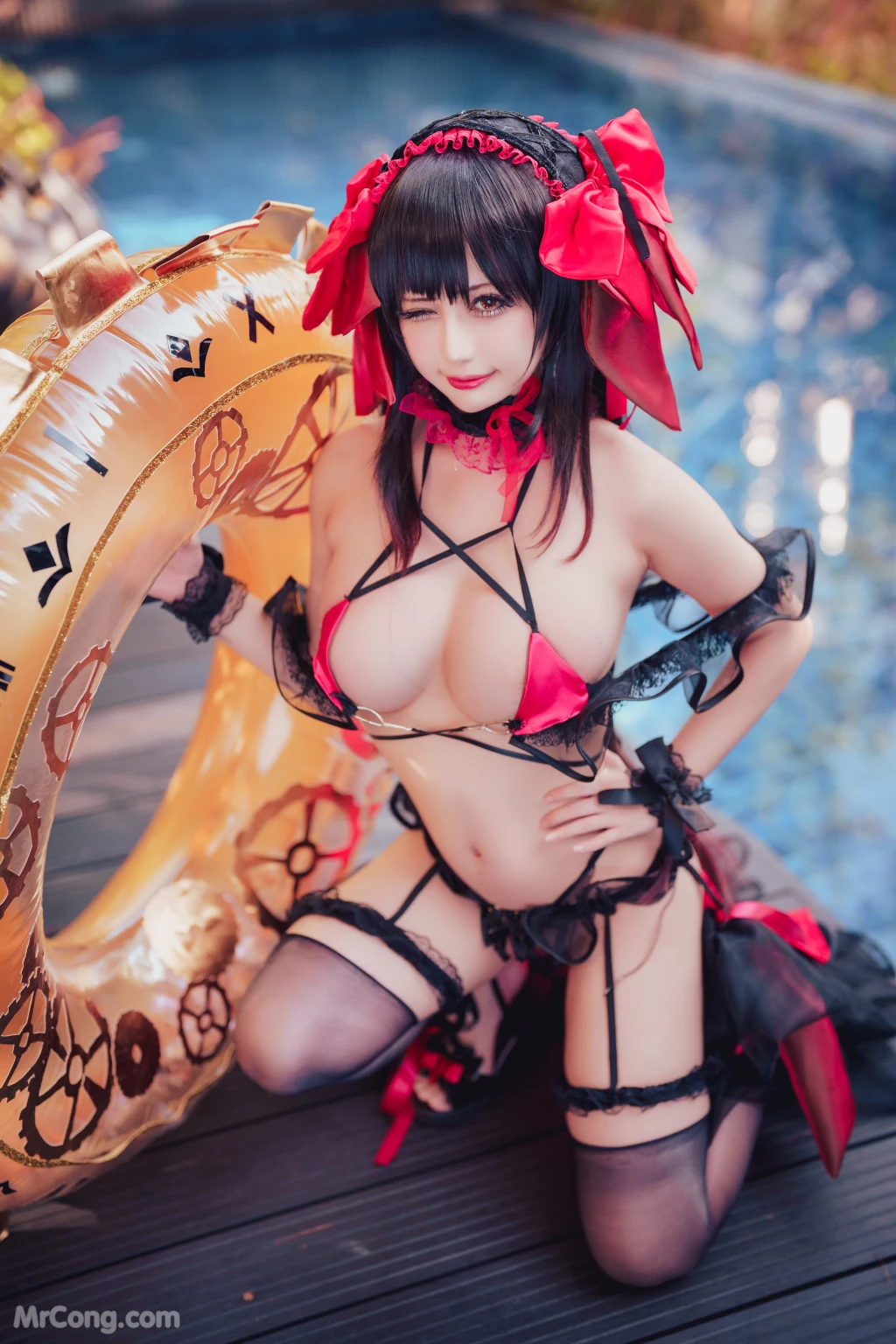 Coser@沖田凜花Rinka: Kurumi Tokisaki Swimsuit (29 photos)插图4