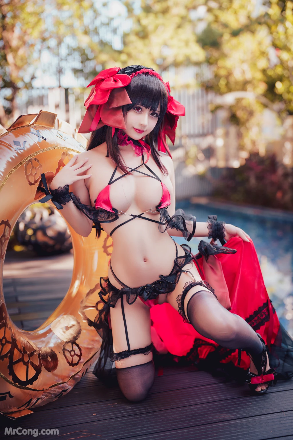 Coser@沖田凜花Rinka: Kurumi Tokisaki Swimsuit (29 photos)插图5