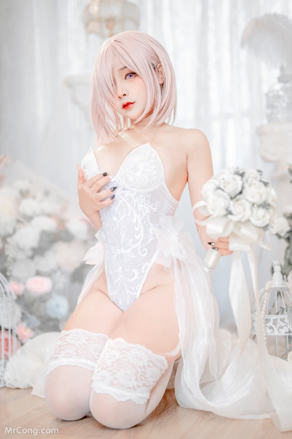 Coser@Sayo Momo: Mashu White Lingerie Body Oil (57 photos + 8 videos) – Page 4