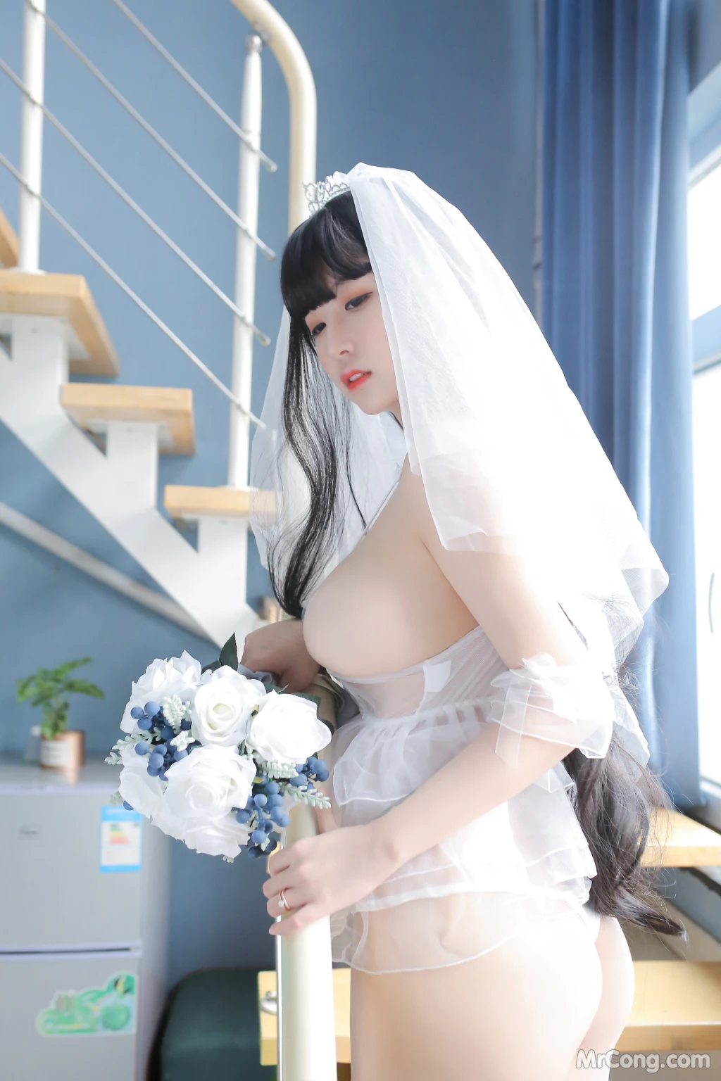 Coser@Mao Jiu Jiang Sakura (猫九酱Sakura): 长发婚纱 (76 photos )