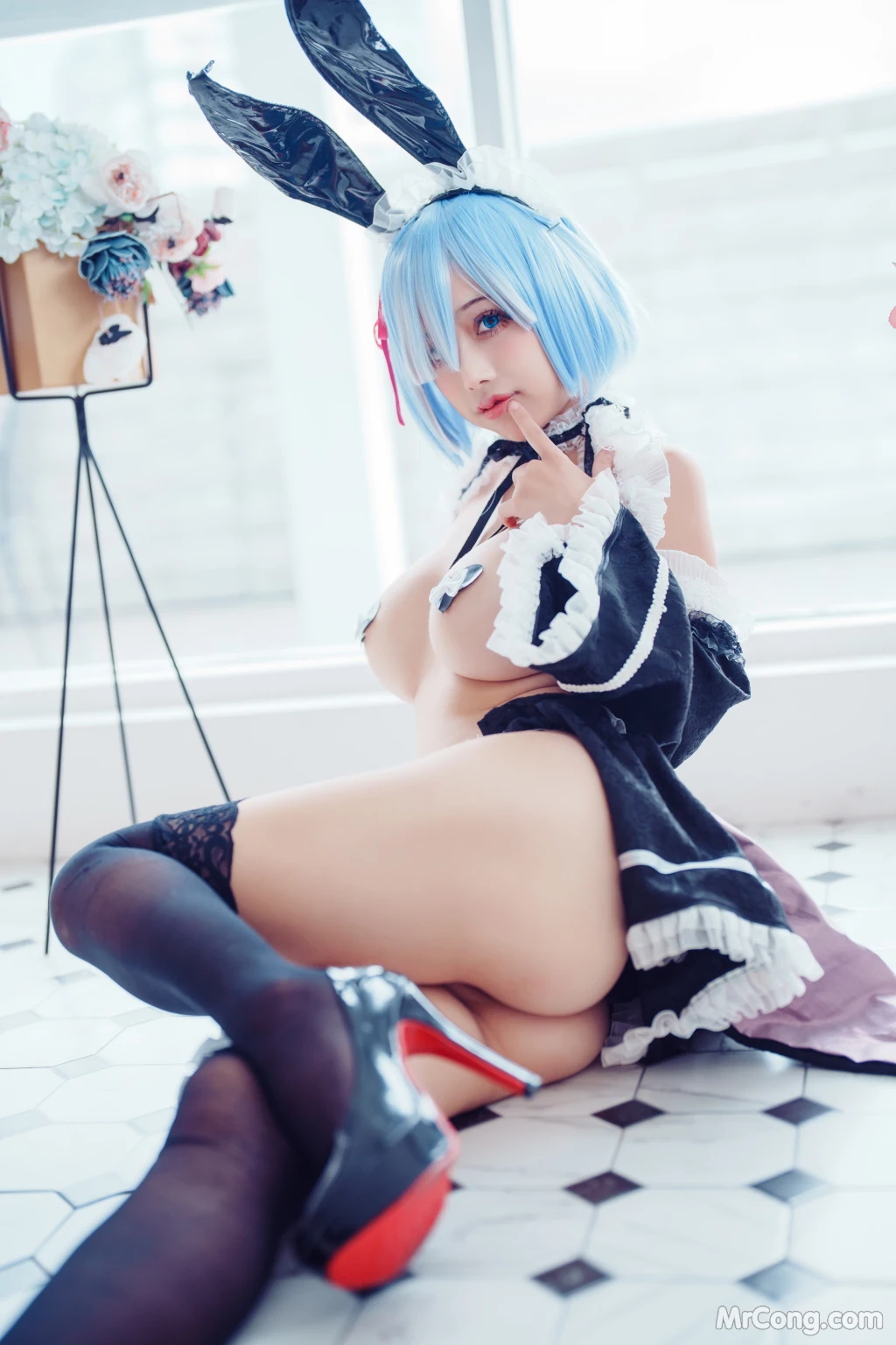 Coser@沖田凜花Rinka: Rem Bunny Maid (29 photos)