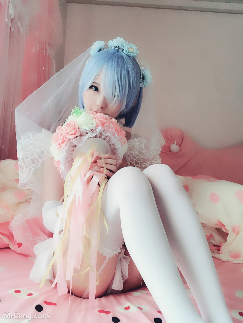 Coser@习呆呆: 蕾姆婚纱 (50 photos )