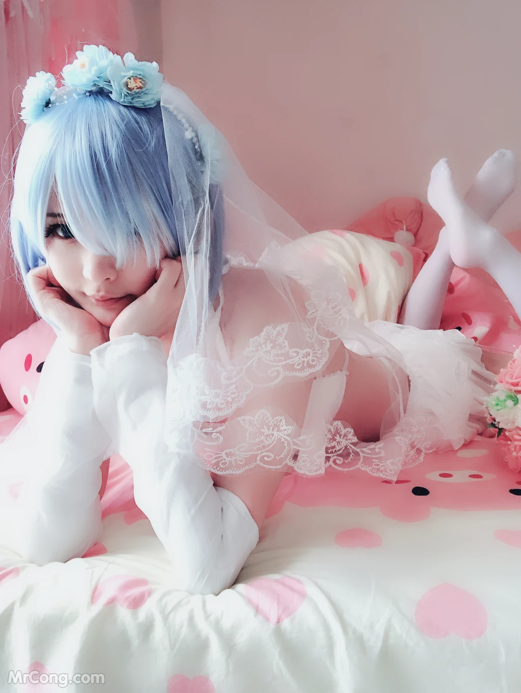 Coser@习呆呆: 蕾姆婚纱 (50 photos )