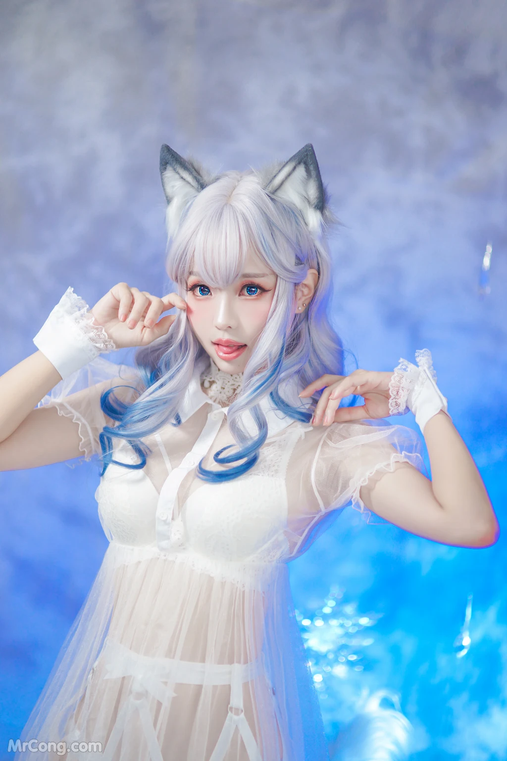 Coser@Ely_eee (ElyEE子): 猫耳白丝带 (48 photos + 6 videos) – Page 3