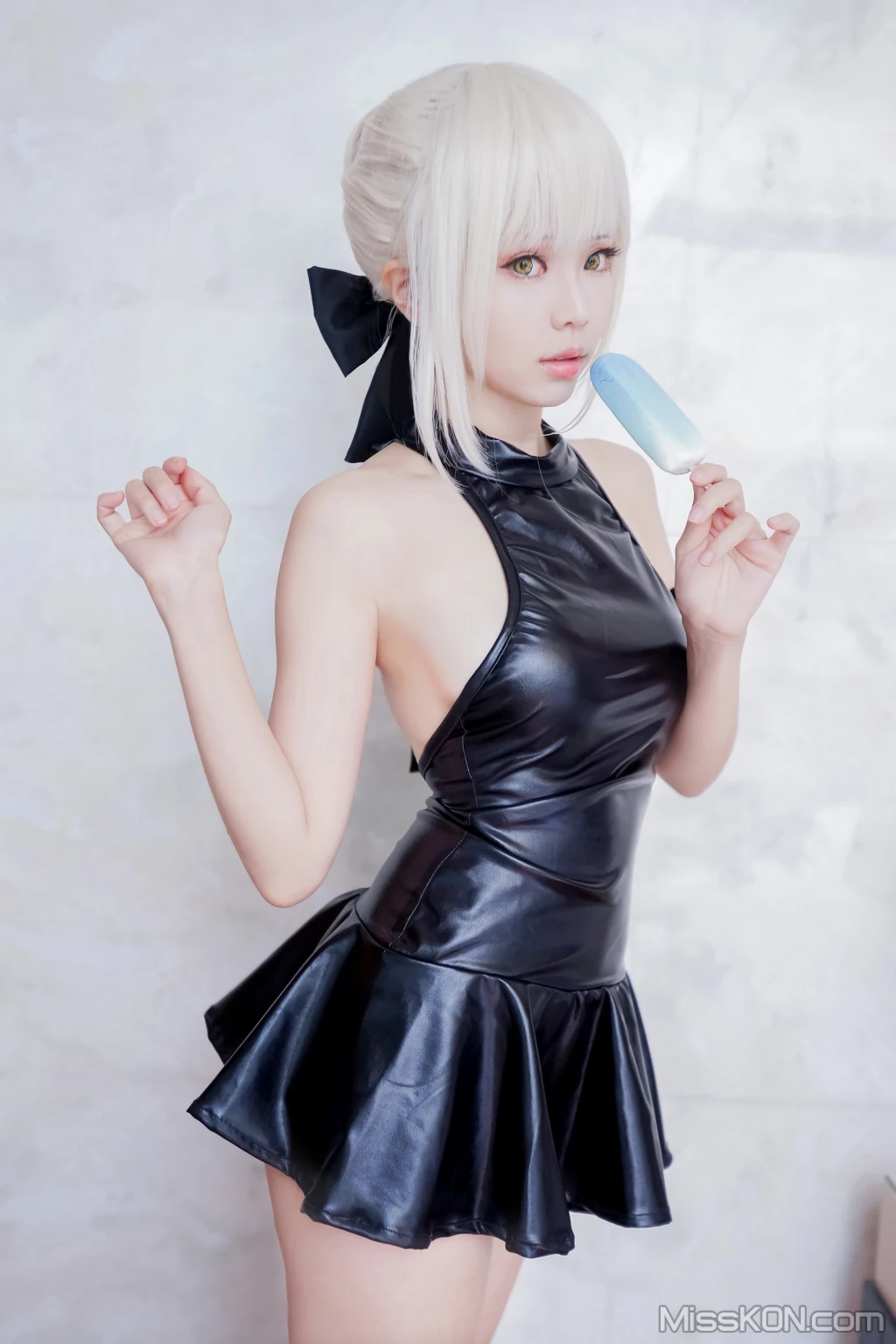 Coser@Ely_eee (ElyEE子): 黑皮泳裙 (15 photos)